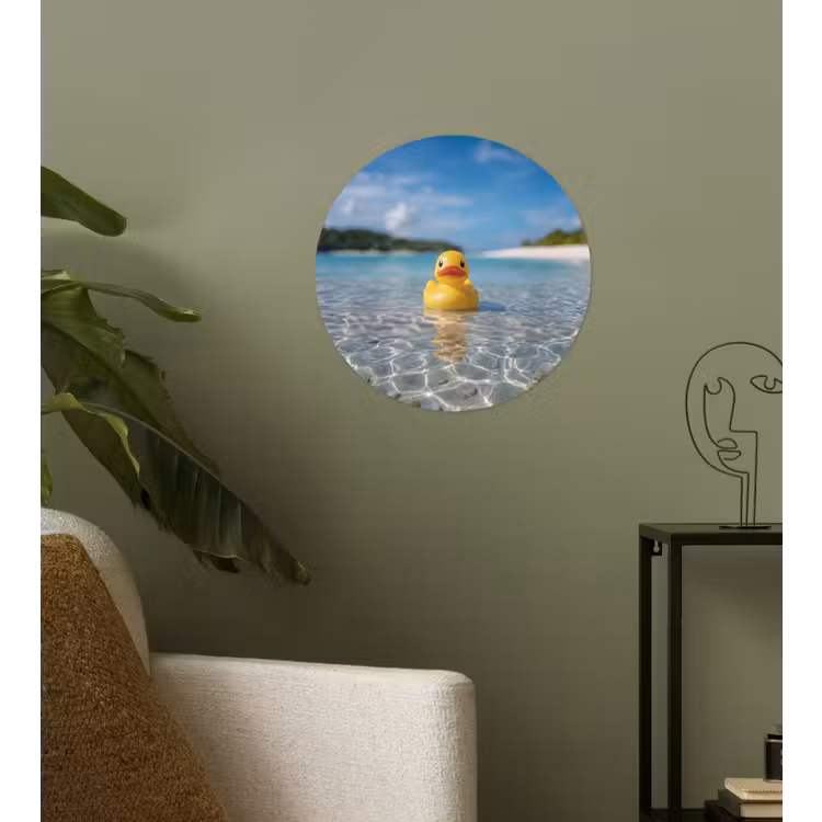 Tropisch - Badeend - geel Wandcirkel behangsticker klein -sfeer2