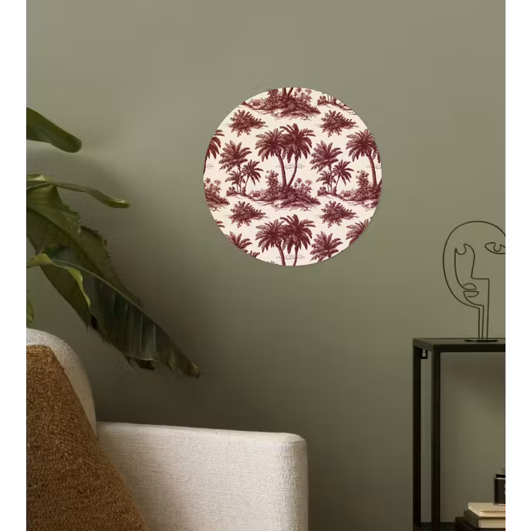 Tropisch - Geometrisch - Bordeauxrood Wandcirkel behangsticker klein 186 -sfeer2