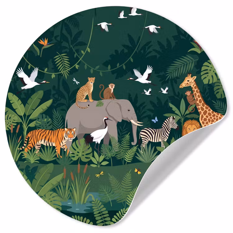 Tropisch - Jungle -  Groen Wandcirkel behangsticker klein -3d