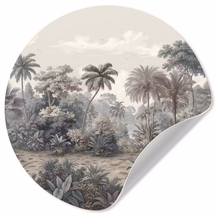 Tropisch - Landschap - Illustratie Wandcirkel behangsticker klein -3d