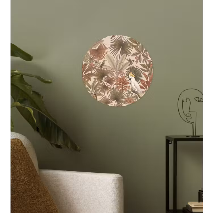 Tropisch - Vogels - Beige Wandcirkel behangsticker klein -sfeer2