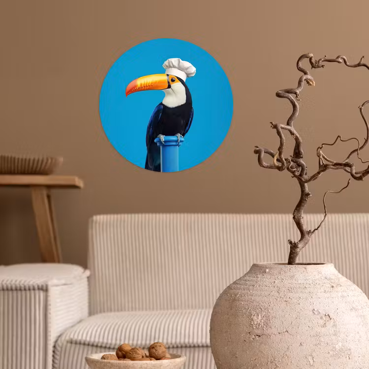 Tucan - Sokkel - Vogel - Koksmuts Wandcirkel behangsticker klein -sfeer1