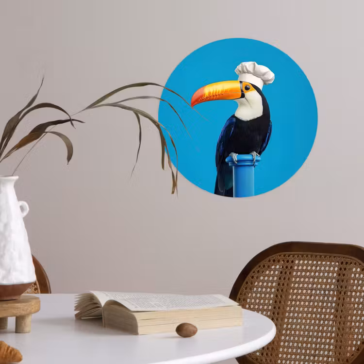 Tucan - Sokkel - Vogel - Koksmuts Wandcirkel behangsticker klein -sfeer3