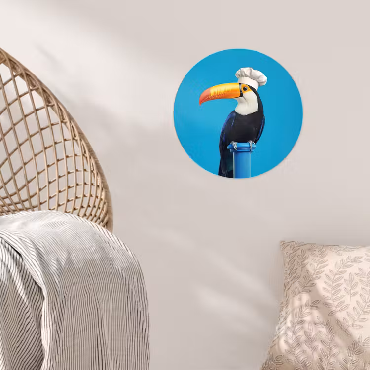 Tucan - Sokkel - Vogel - Koksmuts Wandcirkel behangsticker klein -sfeer4