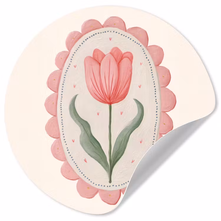 Tulp - Lijst - Ovaal - Illustratie Wandcirkel behangsticker klein -3d