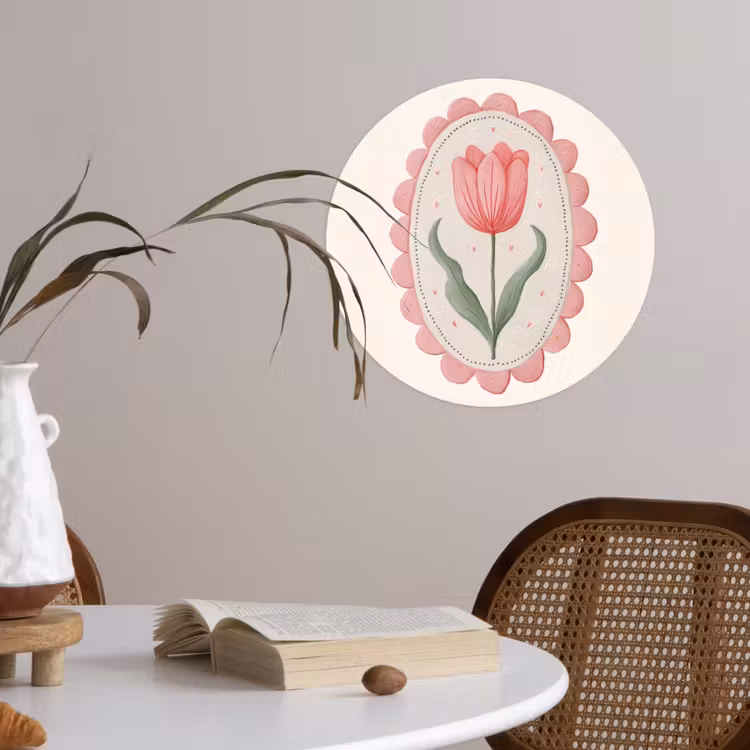 Tulp - Lijst - Ovaal - Illustratie Wandcirkel behangsticker klein -sfeer3