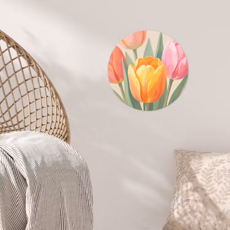 Tulpen - Abstract - Kleurrijk Wandcirkel behangsticker klein -sfeer4