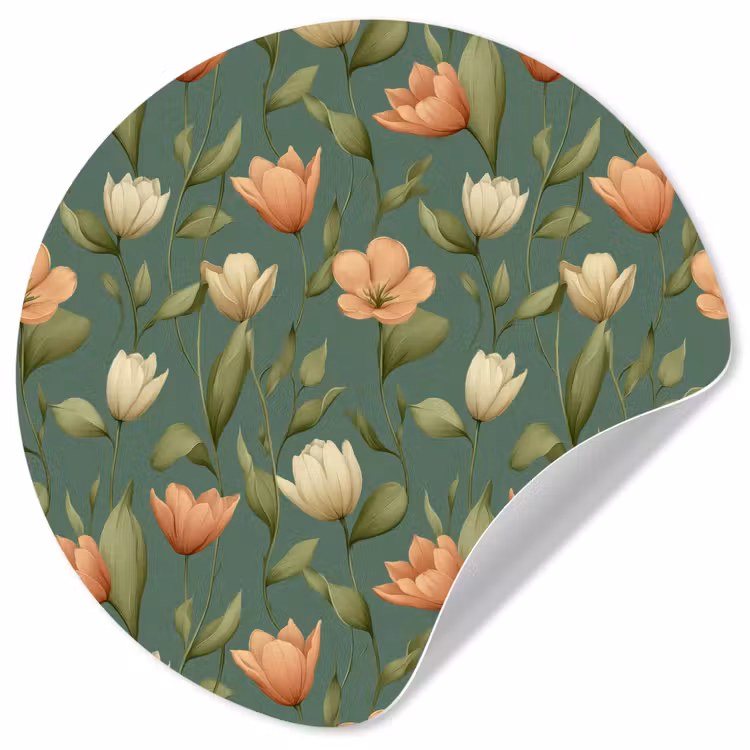 Tulpen - Botanisch - Groen Wandcirkel behangsticker klein 186 -3d