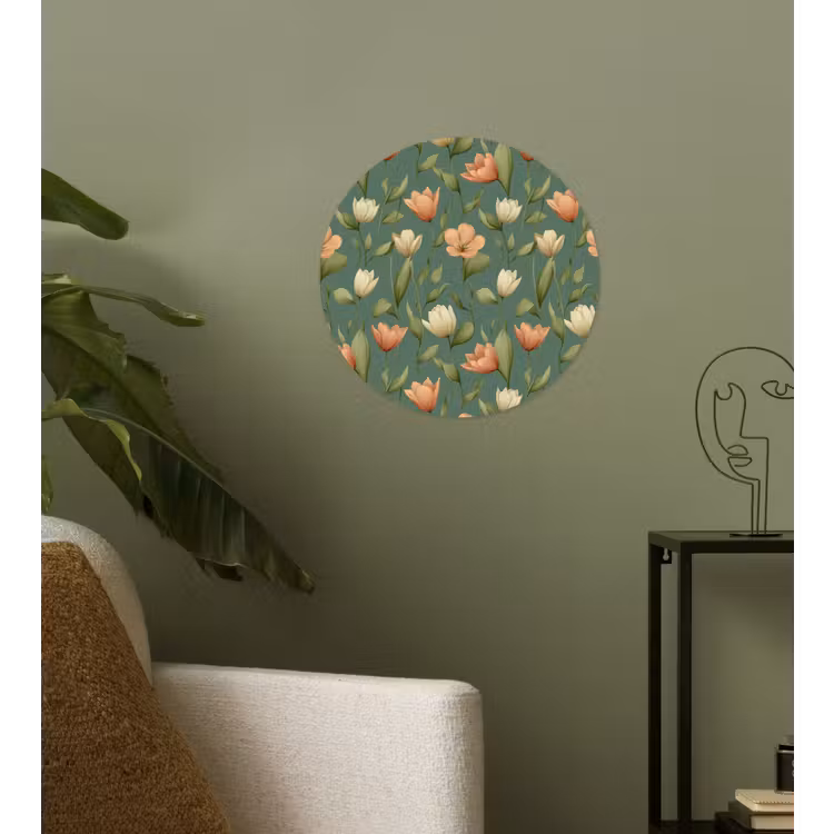 Tulpen - Botanisch - Groen Wandcirkel behangsticker klein 186 -sfeer2