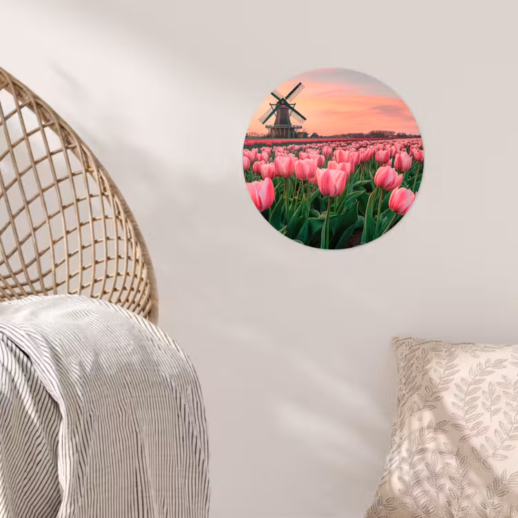 Tulpen - Molen - Nederland Wandcirkel behangsticker klein -sfeer4