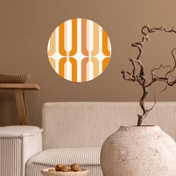 U-vorm - Retro - Oranje Wandcirkel behangsticker klein 186 -sfeer1