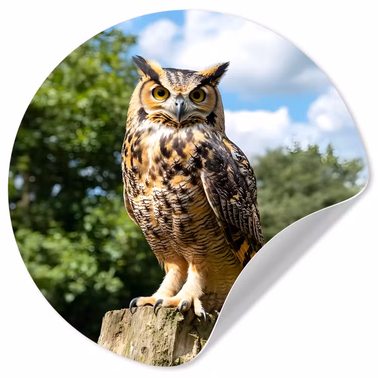 Uil - Boomstronk - Bos - Lucht Wandcirkel behangsticker klein -3d