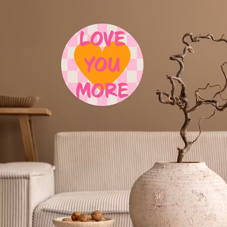 Valentijn - Love - Roze - Oranje Wandcirkel behangsticker klein -sfeer1