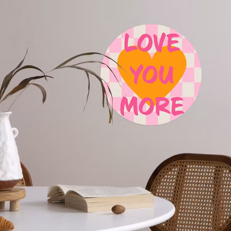 Valentijn - Love - Roze - Oranje Wandcirkel behangsticker klein -sfeer3