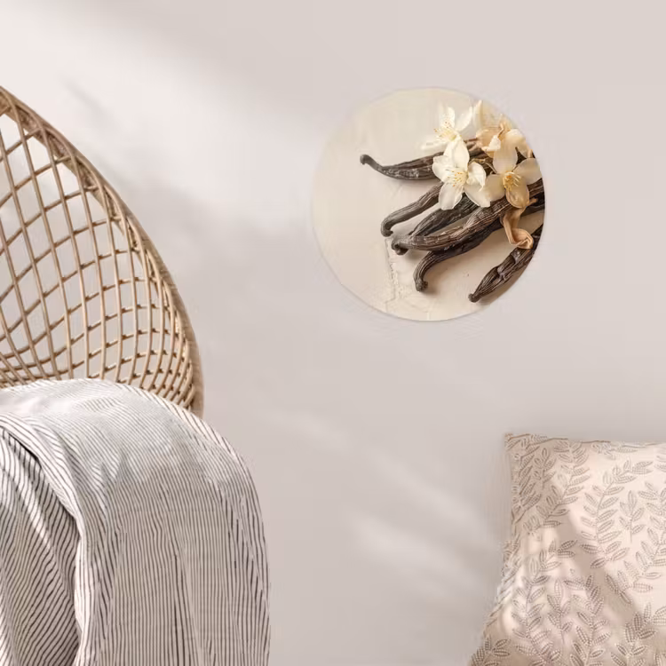 Vanille - Bloemen - Beige Wandcirkel behangsticker klein -sfeer4