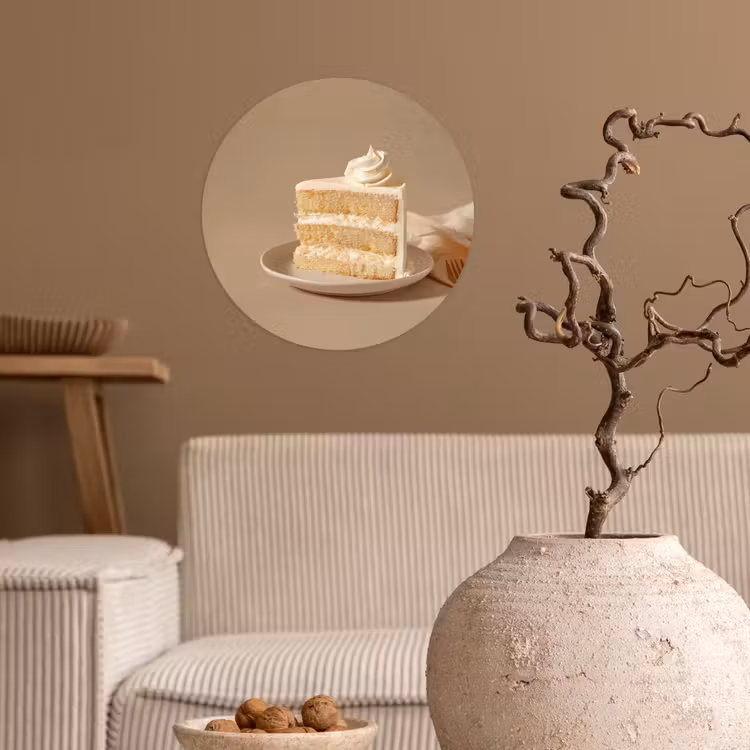 Vanilletaart - Cake - Romig Wandcirkel behangsticker klein -sfeer1