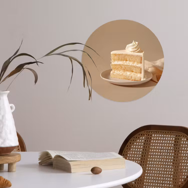 Vanilletaart - Cake - Romig Wandcirkel behangsticker klein -sfeer3