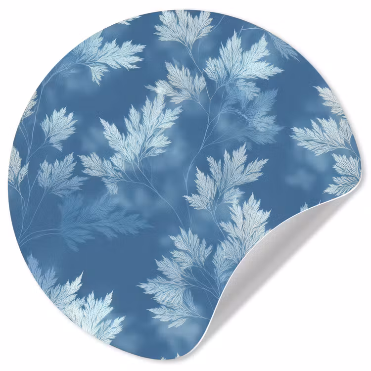 Varen - Botanisch - Patroon - Grijsblauw Wandcirkel behangsticker klein 186 -3d