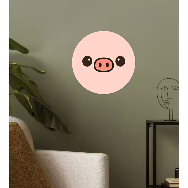 Varken - Roze - Minimalistisch Wandcirkel behangsticker klein -sfeer2