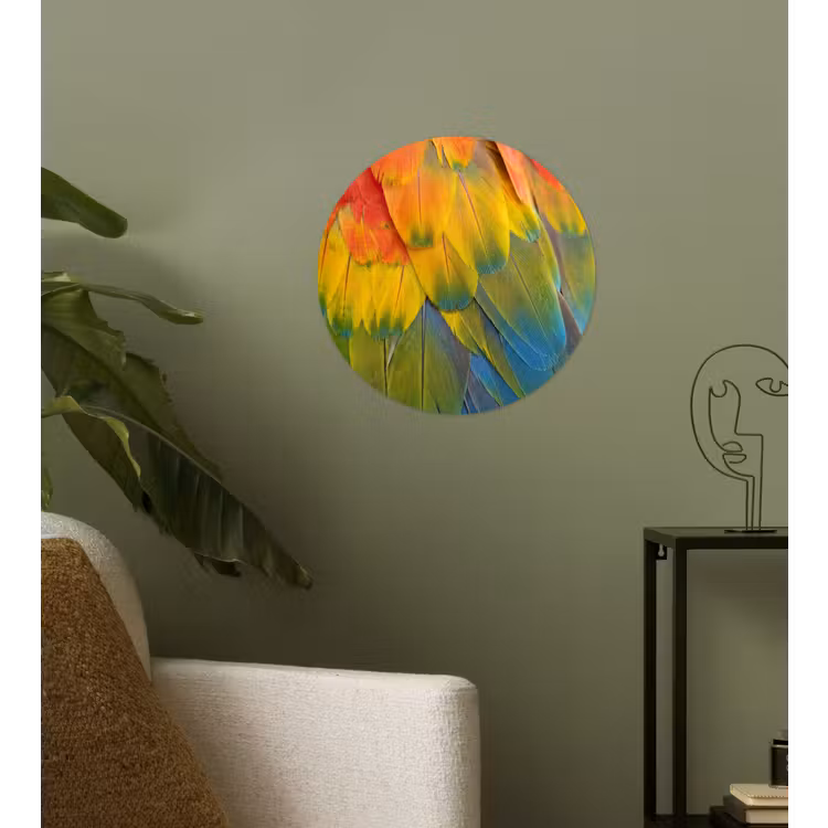 Veren - Ara - Kleurrijk Wandcirkel behangsticker klein -sfeer2