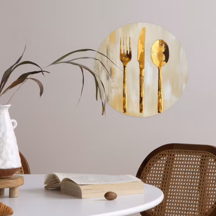 Verf - Goud - Bestek Wandcirkel behangsticker klein -sfeer3