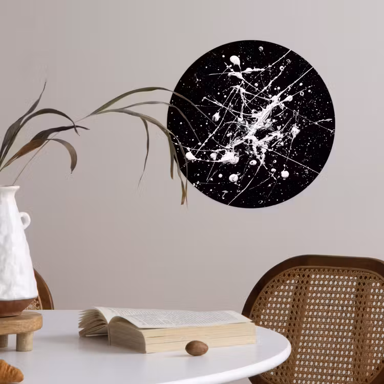 Verfspatten - Wit - Abstract - Explosie Wandcirkel behangsticker klein -sfeer3