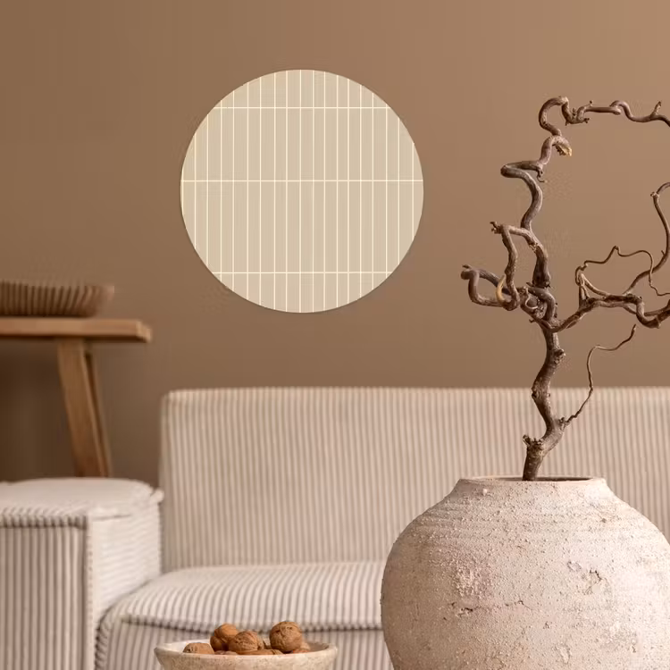 Verticaal - Wandtegel - Crème - Beige Wandcirkel behangsticker klein 186 -sfeer1