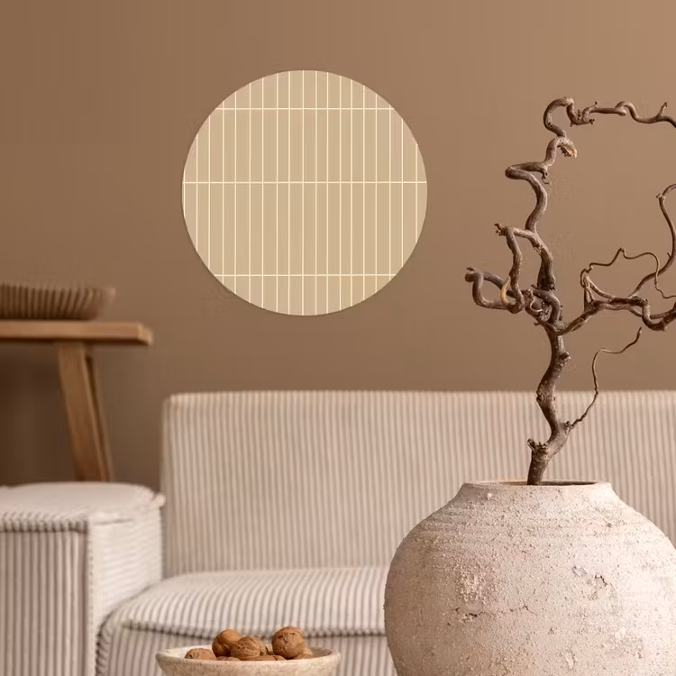 Verticaal - Wandtegel - Zand - Beige Wandcirkel behangsticker klein 186 -sfeer1