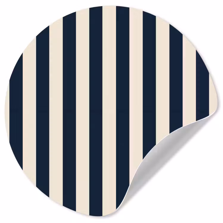 Verticale strepen - Blauw - Crème Wandcirkel behangsticker klein 186 -3d