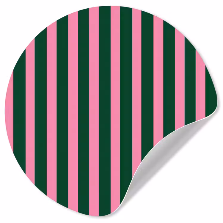 Verticale strepen - Groen - Roze Wandcirkel behangsticker klein 186 -3d