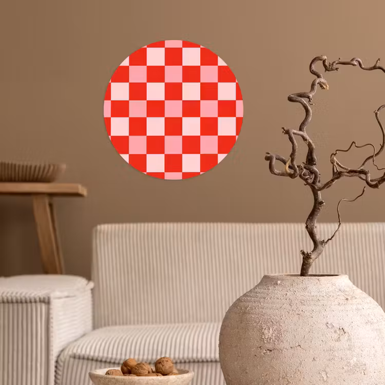Vierkant - Klassiek - Rood Wandcirkel behangsticker klein 186 -sfeer1