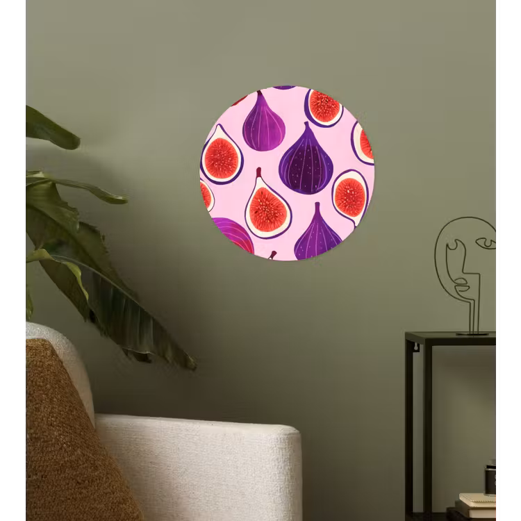 Vijgen - Roze - Paars Wandcirkel behangsticker klein -sfeer2
