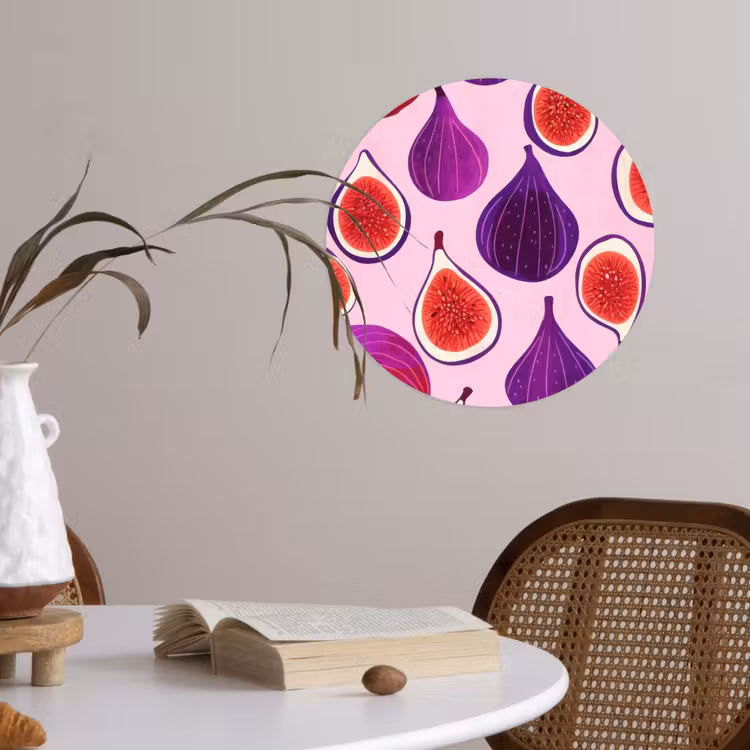 Vijgen - Roze - Paars Wandcirkel behangsticker klein -sfeer3