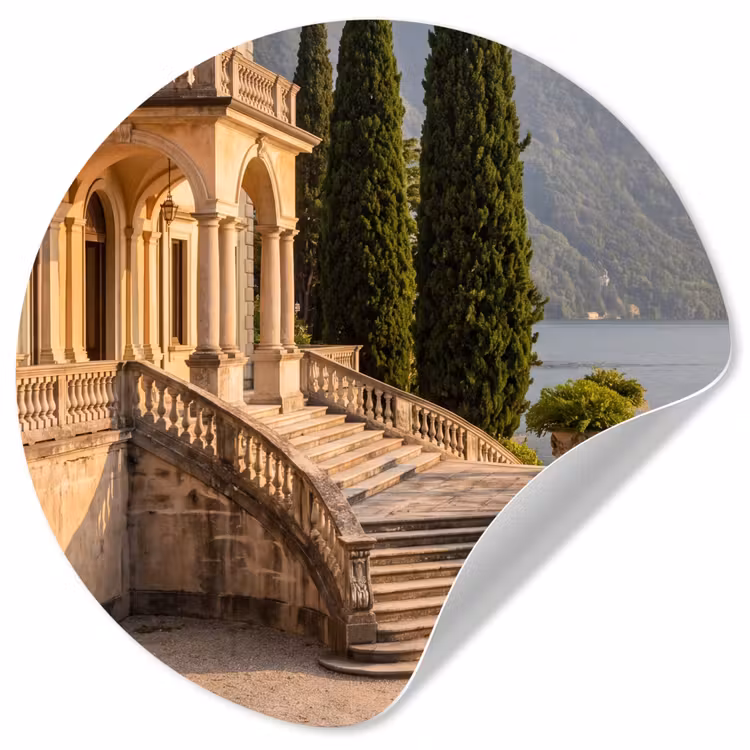 Behangcirkel - Villa - water -trappen - Villa - water -trappen Wandcirkel behangsticker klein