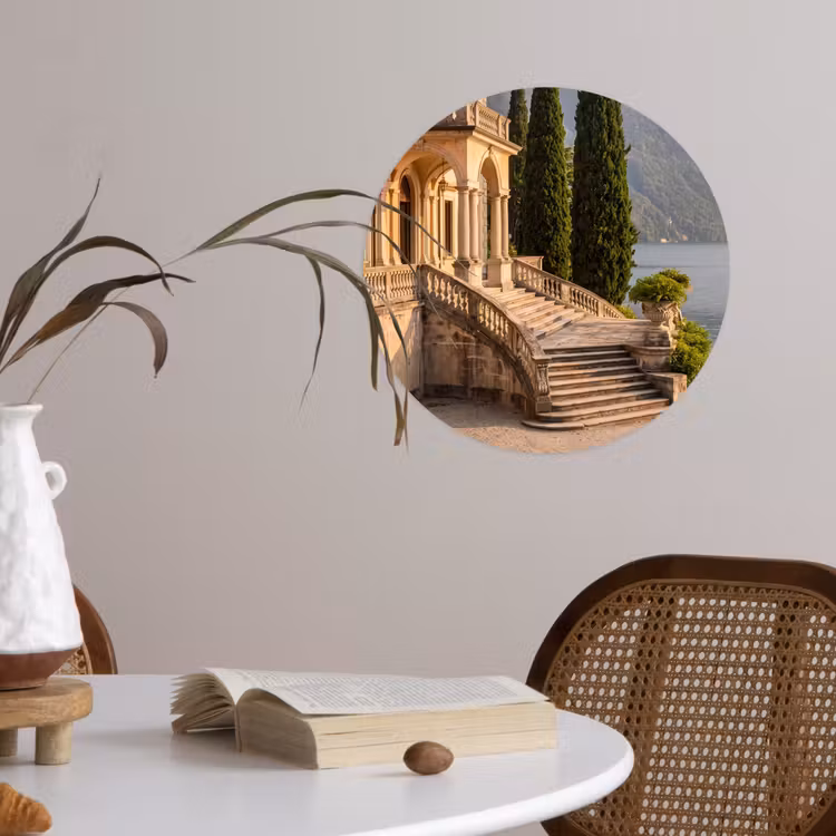 Behangcirkel - Villa - water -trappen - Villa - water -trappen Wandcirkel behangsticker klein