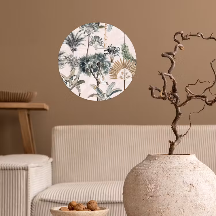 Inductie afdekplaat - Vintage - Jungle - Dieren - Natuur - Inductie beschermer Wandcirkel behangsticker klein -sfeer1