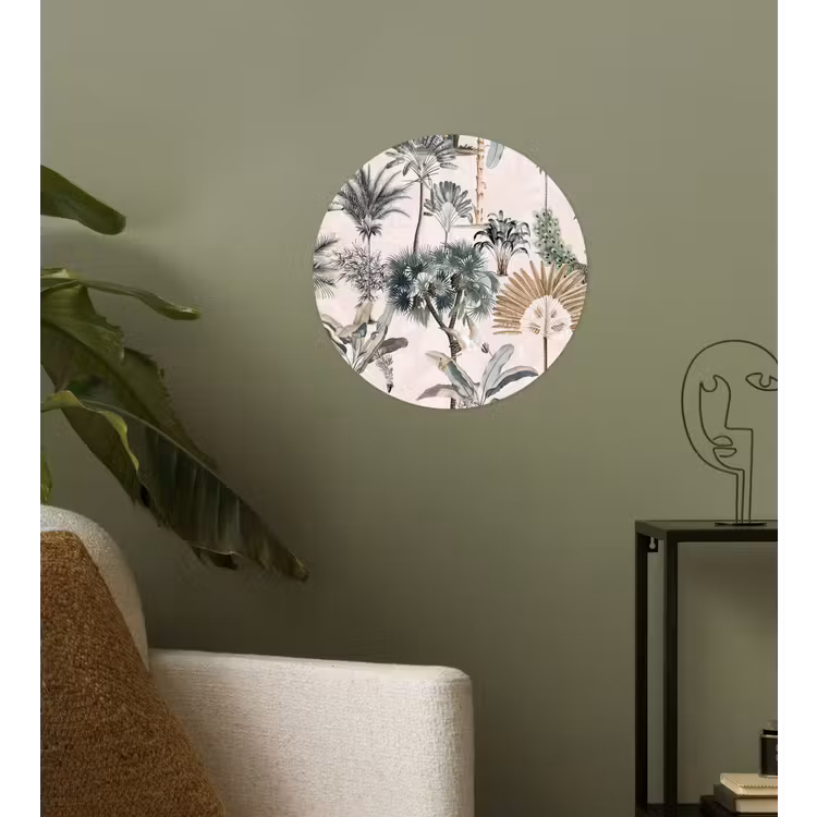 Inductie afdekplaat - Vintage - Jungle - Dieren - Natuur - Inductie beschermer Wandcirkel behangsticker klein -sfeer2