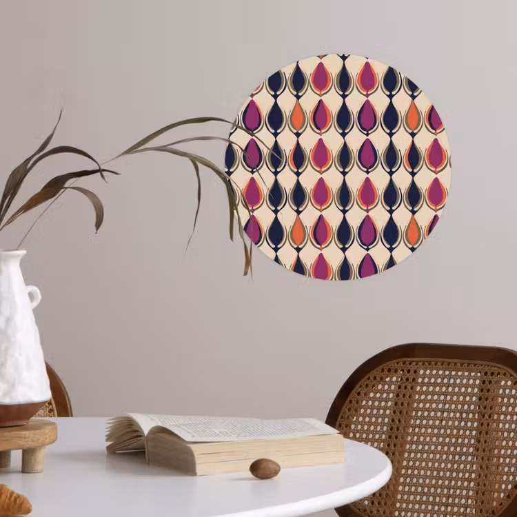 Vintage - Retro - Kleurrijk Wandcirkel behangsticker klein 186 -sfeer3