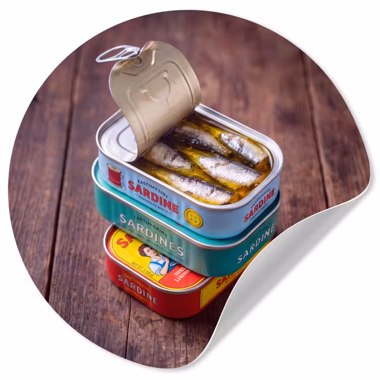 Behangcirkel - Vis - Blikjes - Keuken - Vis - Blikjes - Keuken Wandcirkel behangsticker klein
