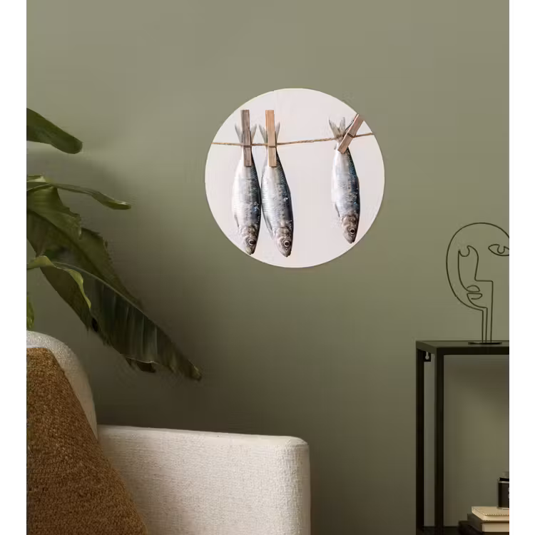 Behangcirkel - Vis - Hangend - Eten - Vis - Hangend - Eten Wandcirkel behangsticker klein