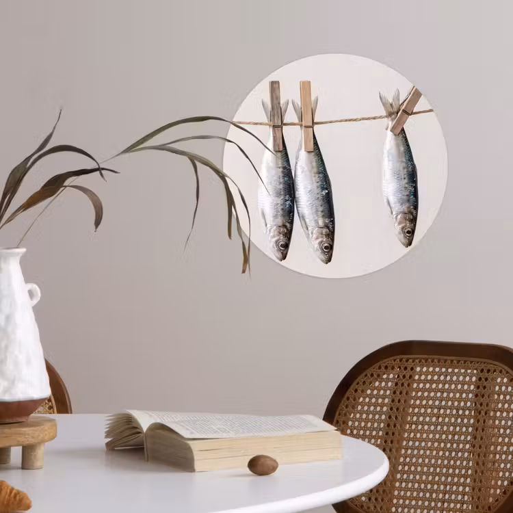 Behangcirkel - Vis - Hangend - Eten - Vis - Hangend - Eten Wandcirkel behangsticker klein