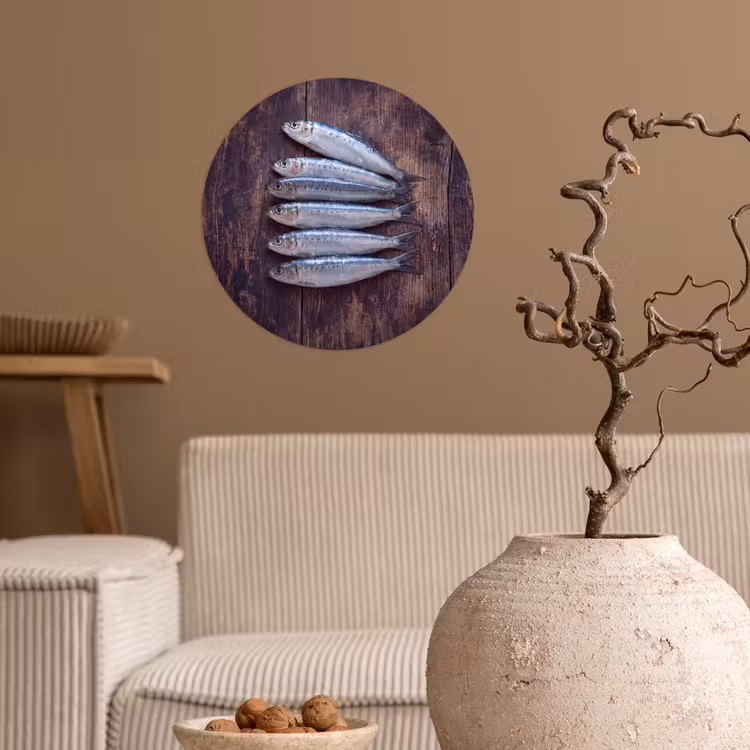 Behangcirkel - Vis - Hout - Eten - Vis - Hout - Eten Wandcirkel behangsticker klein