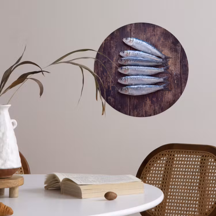 Behangcirkel - Vis - Hout - Eten - Vis - Hout - Eten Wandcirkel behangsticker klein