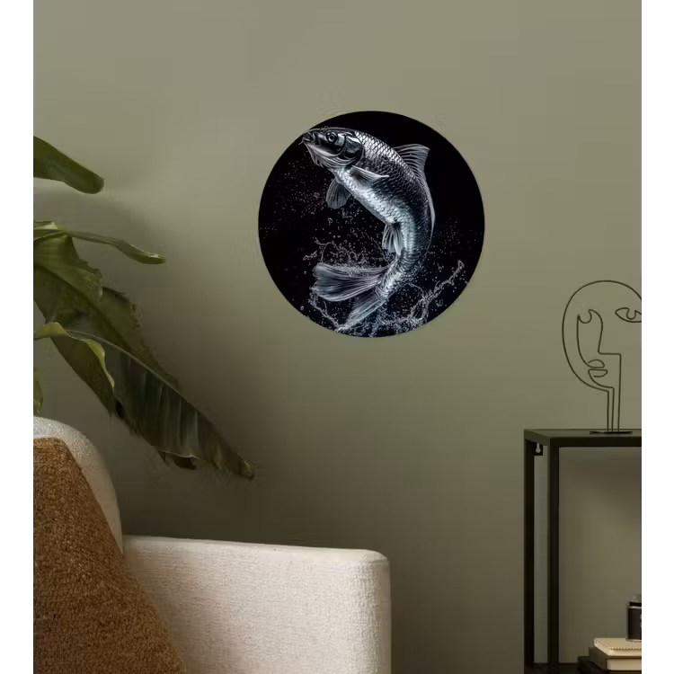 Vis - Koi - Zwart - Water Wandcirkel behangsticker klein -sfeer2