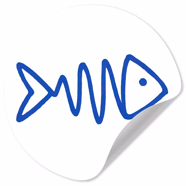 Vis - Minimalistisch - Blauw - Lijn Wandcirkel behangsticker klein -3d