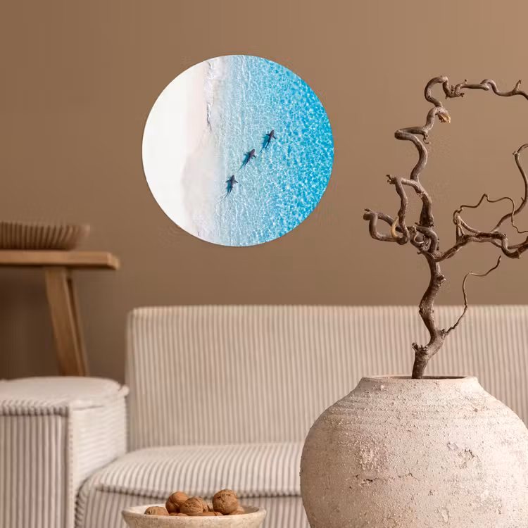 Vis - Oceaan - Strand - Turquoise - Natuur Wandcirkel behangsticker klein -sfeer1