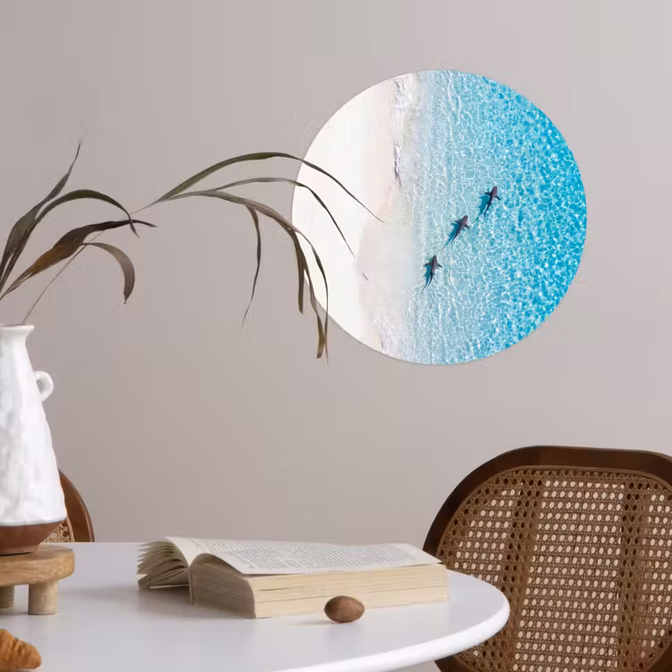 Vis - Oceaan - Strand - Turquoise - Natuur Wandcirkel behangsticker klein -sfeer3