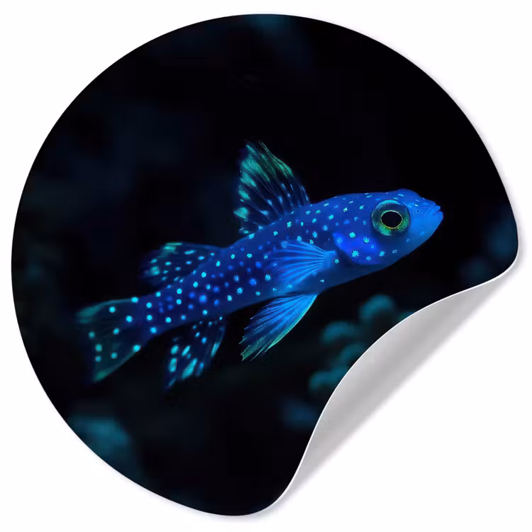 Vis - Stippen - Koraal - Blauw Wandcirkel behangsticker klein -3d