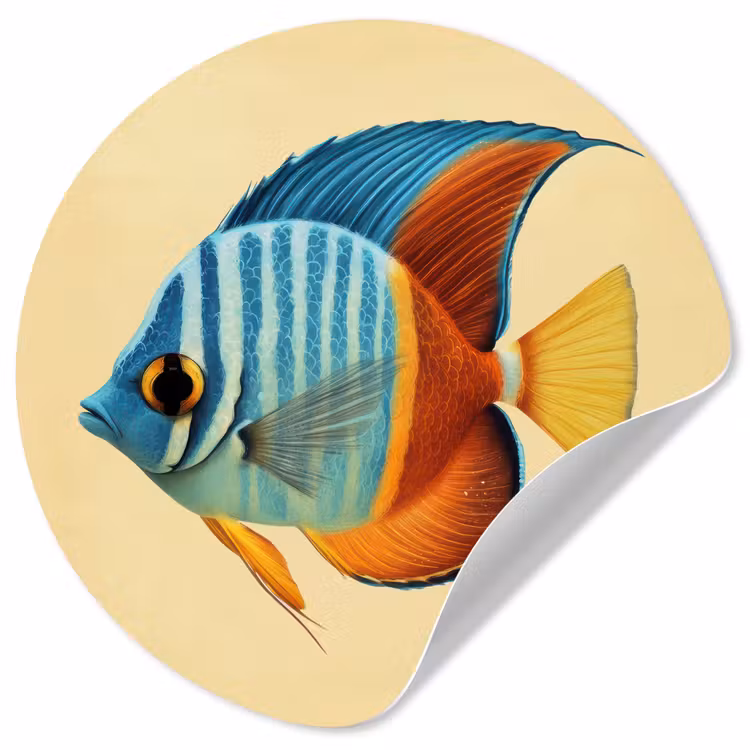 Vis - Vinnen - Blauw - Ogen Wandcirkel behangsticker klein -3d