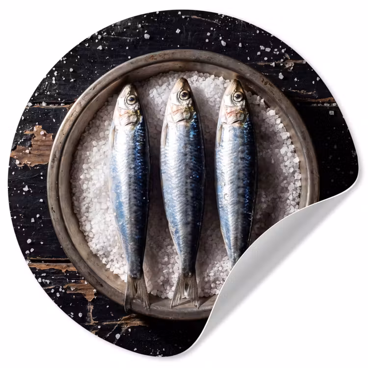 Behangcirkel - Vis - Zout - Eten - Vis - Zout - Eten Wandcirkel behangsticker klein
